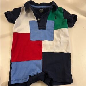 Ralph Lauren Red and Blue Polo Jon Jon Asymmetrical Design